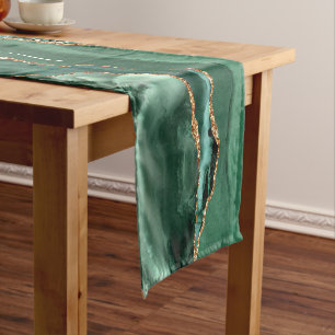 Emerald Green Gold Marble Individuelle Name Table Kurzer Tischläufer