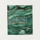 Emerald Green Gold Marble Individuelle Name Tapest Wandteppich (Vorderseite)