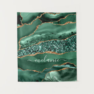 Emerald Green Gold Marble Individuelle Name Tapest Wandteppich