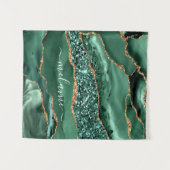 Emerald Green Gold Marble Individuelle Name Tapest Wandteppich (Vorderseite (Horizontal))