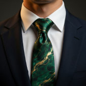 Emerald Green & Gold Marble Krawatte