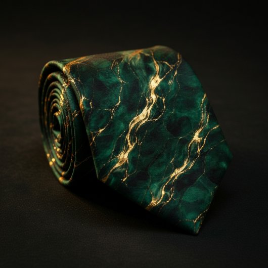Emerald Green & Gold Marble Krawatte