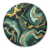 Emerald Green & Gold Marble Look Glam Keramikknauf (Vorderseite)