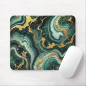 Emerald Green & Gold Marble Look Glam Mousepad (Mit Mouse)