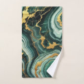 Emerald Green & Gold Marble Look Glam Wedding Badhandtuch Set (Handtuch)