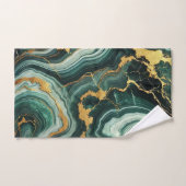 Emerald Green & Gold Marble Look Glam Wedding Badhandtuch Set (Handtuch)