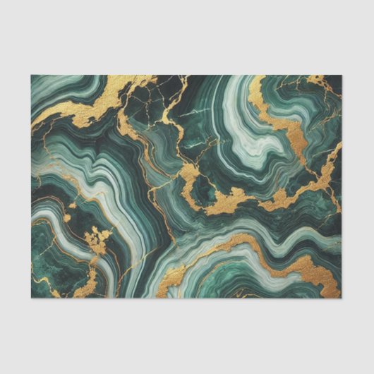 Emerald Green & Gold Marble Look Glam Wedding Seidenpapier (Vorderseite)