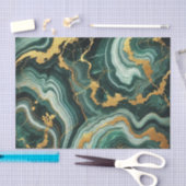 Emerald Green & Gold Marble Look Glam Wedding Seidenpapier (Handwerk)