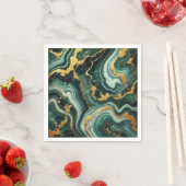 Emerald Green & Gold Marble Look Glam Wedding Serviette (Beispiel)