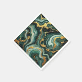 Emerald Green & Gold Marble Look Glam Wedding Serviette (Ecke)