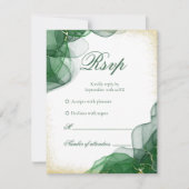 Emerald Green Gold Marble White Wedding RSVP Card Karte (Vorderseite)