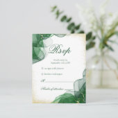 Emerald Green Gold Marble White Wedding RSVP Card Karte (Stehend Vorderseite)