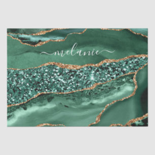 Emerald Green Gold Marmor Individuelle Name Tissue Seidenpapier