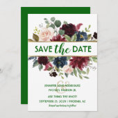 Emerald Green Gold Merlot Navy Boho Save the Date Einladung (Vorne/Hinten)