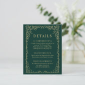 Emerald Green Gold Minimalist Wedding Details Einladung (Stehend Vorderseite)
