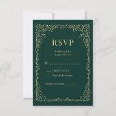 Emerald Green Gold Minimalist Wedding RSVP  Karte (Vorderseite)