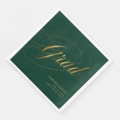 Emerald Green & Gold Minimalistische Grad Kalligra Serviette (Ecke)