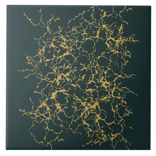 Emerald Green Gold Modern Abstrakt  Fliese (Vorderseite)