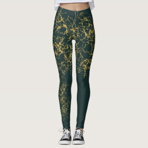 Emerald Green Gold Modern Abstrakt Leggings