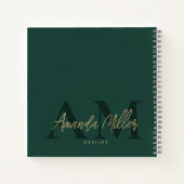Emerald Green Gold Modern Custom Monogram Minimal Notizblock (Rückseite)