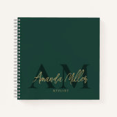 Emerald Green Gold Modern Custom Monogram Minimal Notizblock (Vorderseite)