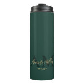 Emerald Green Gold Modern Custom Monogram Minimal Thermosbecher (Vorderseite)