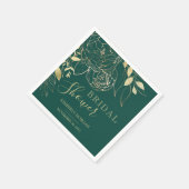 Emerald Green & Gold Modern Floral Brautparty N Serviette (Ecke)
