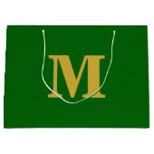 Emerald Green & Gold Modern Letter Monogram Große Geschenktüte (Vorderseite)