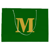 Emerald Green & Gold Modern Letter Monogram Große Geschenktüte (Rückseite)