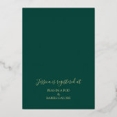 Emerald Green & Gold Moderne BlumenBaby-Dusche Folieneinladung (Rückseite)