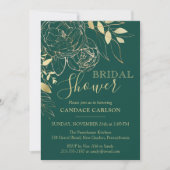 Emerald Green & Gold Modernes Brautparty Einladung (Vorderseite)