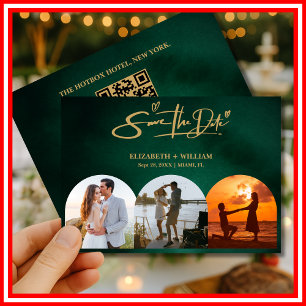 Emerald Green & Gold Modernes Elegantes Save The Date