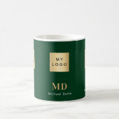 Emerald Green Gold Monogram Firmenlogo Kaffeetasse (Mittel)