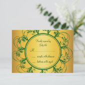 Emerald Green & Gold Monogram UAWG RSVP Karte (Stehend Vorderseite)