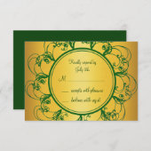 Emerald Green & Gold Monogram UAWG RSVP Karte (Vorne/Hinten)