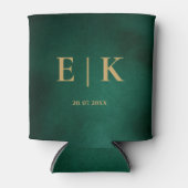 Emerald Green & Gold Monogram Wedding Dosenkühler (Vorderseite)