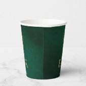 Emerald Green & Gold Monogram Wildflower Wedding Pappbecher (Rechts)