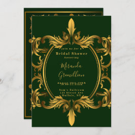 Emerald Green Gold Ornament Brautparty Einladung