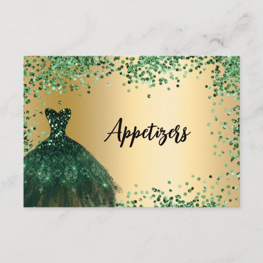 Emerald Green Gold Party Esstisch Save The Date (Vorderseite)