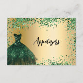 Emerald Green Gold Party Esstisch Save The Date (Rückseite)