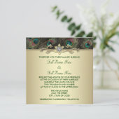 Emerald Green Gold Peacock Wedding Einladung (Stehend Vorderseite)