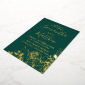Emerald Green & Gold Peony Moderne Blumenhochzeit Folieneinladung (Gedreht)