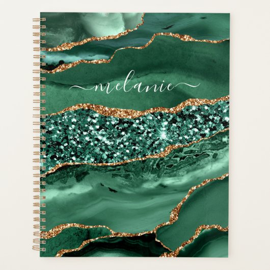 Emerald Green Gold Planner mit Individuelle Name Planer (Vorderseite)