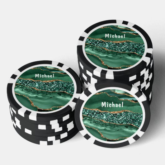 Emerald Green Gold Poker Chips mit Individuelle Na (Stapel)