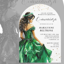 Emerald Green Gold Princess Quinceañera