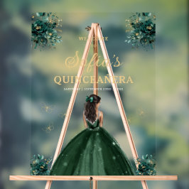 Emerald Green Gold Princess Quinceañera Willkommen Acrylschild
