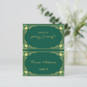 Emerald Green Gold Printing Name Wedding Platzkart (Stehend Vorderseite)