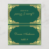 Emerald Green Gold Printing Name Wedding Platzkart (Vorderseite)