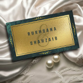 Emerald Green Gold QR Code UAWG Wedding Website Begleitkarte