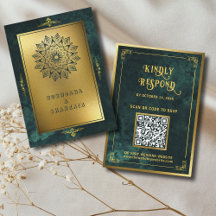 Emerald Green Gold QR Code UAWG Wedding Website